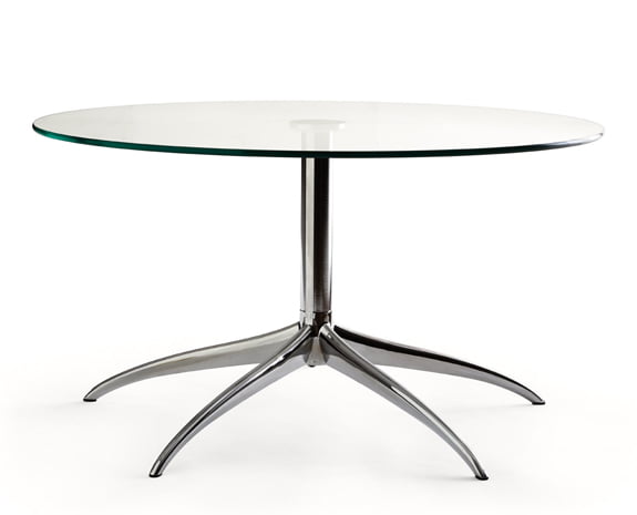 Table ronde en verre sur pied métallique inox, Stressless Urban L(large)